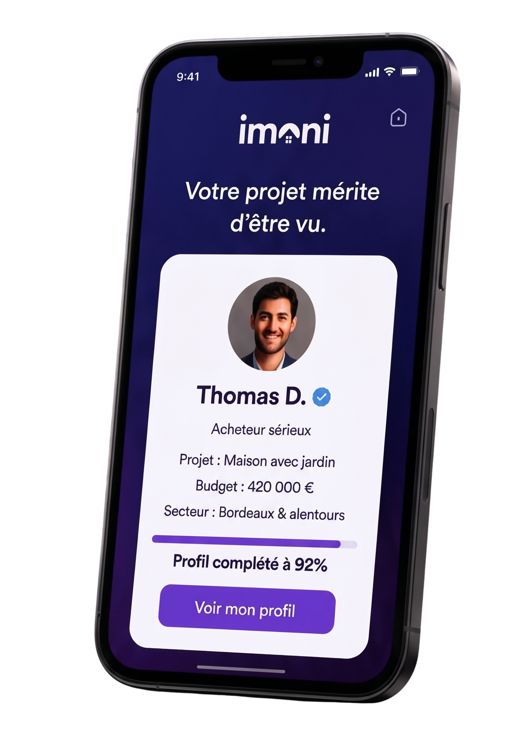 Imoni app — écran acheteur